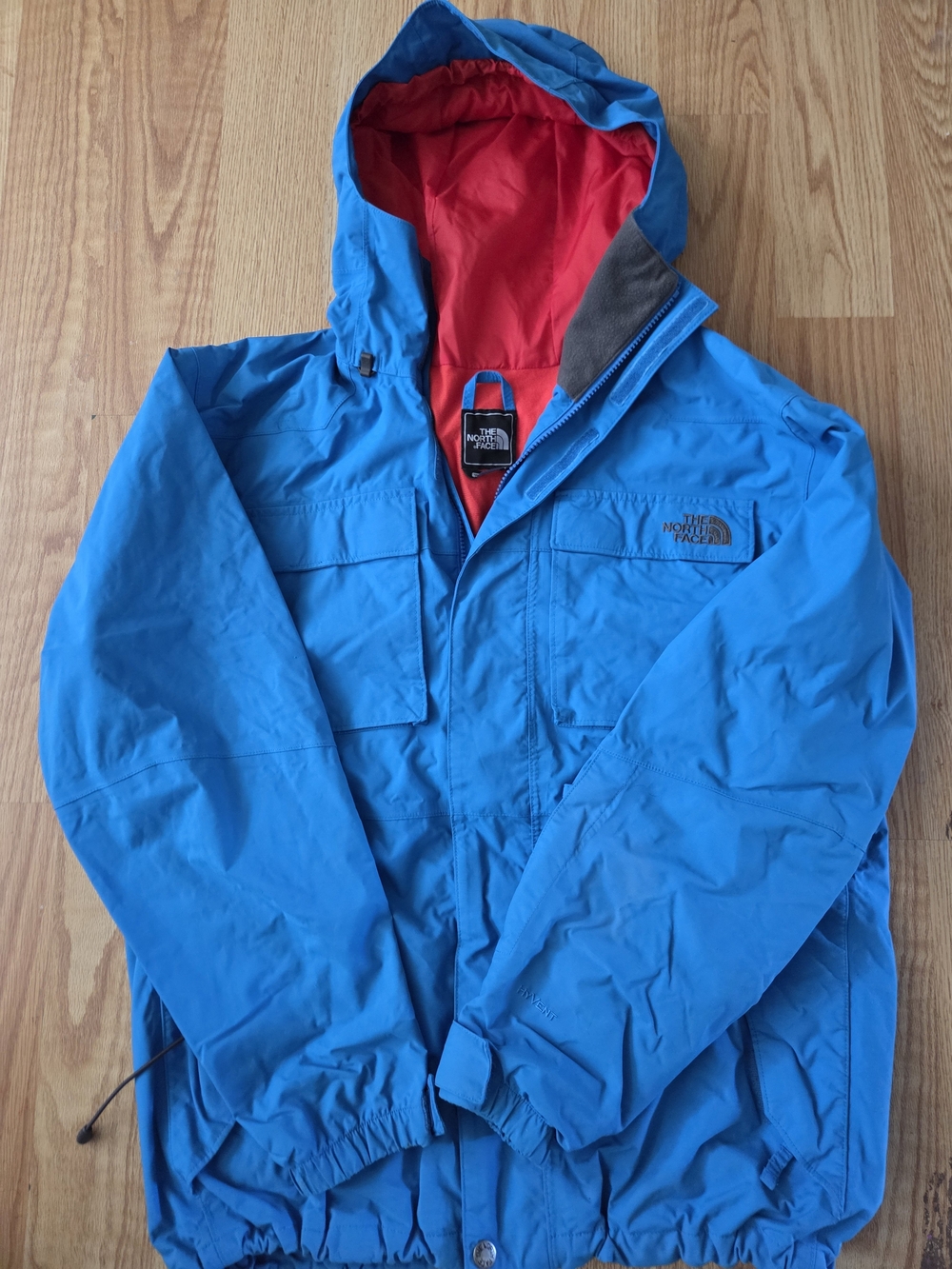 The North Face Men's Bright Blue Hooded  with Red Lining
